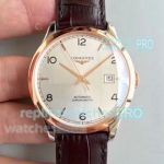 Swiss Replica Longines Record Collection Watch Silver Dial Rose Gold Bezel